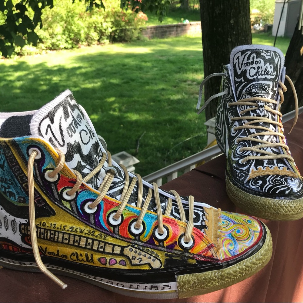 Converse Custom Jimi Hendrix sneakers.